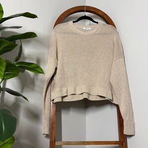 Madewell XL Tan 100% Linen Drop Shoulder Sweater Style NQ344